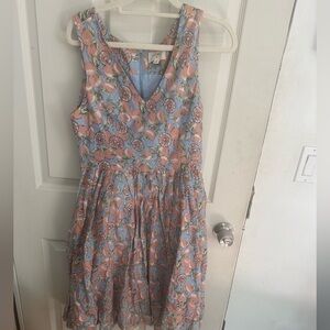 Everly Ace the Dress in Sky Lemons Citrus Blue Sz M A-line